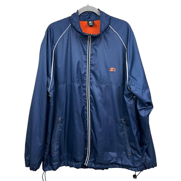 Starter Mens Windbreaker Jacket Mock Collar Mesh Lined Midnight Navy Sz XL 46/48 - Picture 1 of 7
